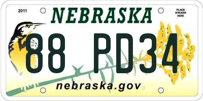 NE license plate 88PD34