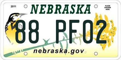 NE license plate 88PF02