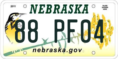 NE license plate 88PF04