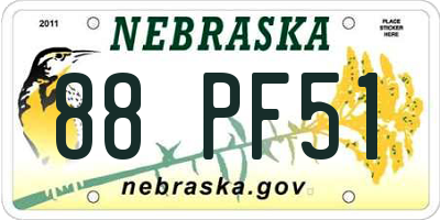 NE license plate 88PF51