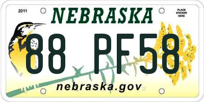NE license plate 88PF58