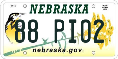 NE license plate 88PI02