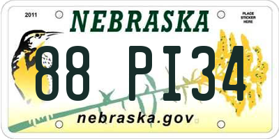 NE license plate 88PI34