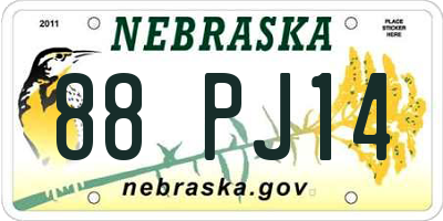 NE license plate 88PJ14