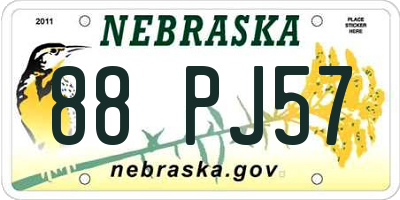 NE license plate 88PJ57