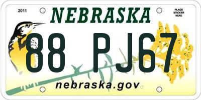 NE license plate 88PJ67