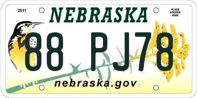 NE license plate 88PJ78
