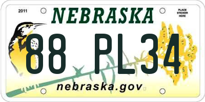 NE license plate 88PL34
