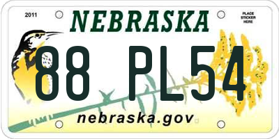NE license plate 88PL54