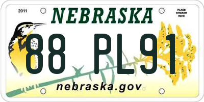 NE license plate 88PL91