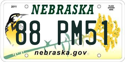 NE license plate 88PM51