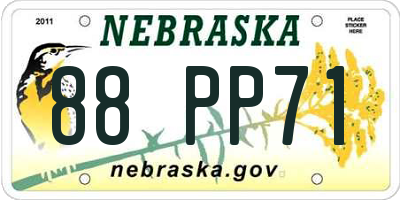 NE license plate 88PP71