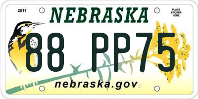 NE license plate 88PP75