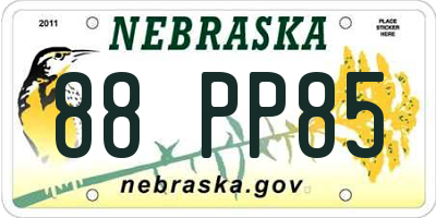 NE license plate 88PP85