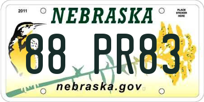 NE license plate 88PR83