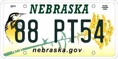 NE license plate 88PT54