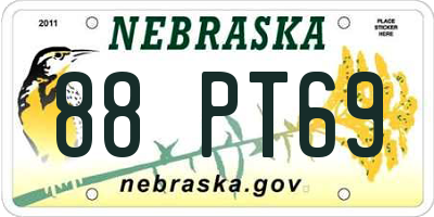 NE license plate 88PT69