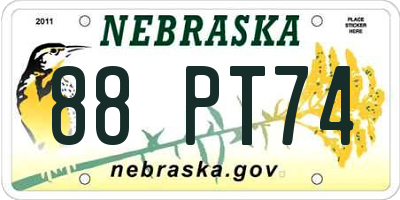 NE license plate 88PT74