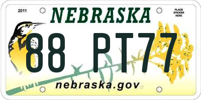 NE license plate 88PT77