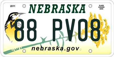 NE license plate 88PV08