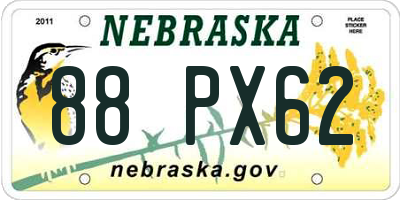 NE license plate 88PX62