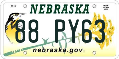NE license plate 88PY63