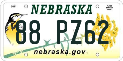 NE license plate 88PZ62