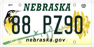 NE license plate 88PZ90