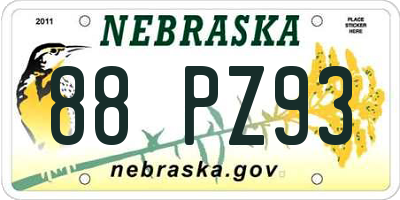 NE license plate 88PZ93