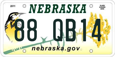 NE license plate 88QB14