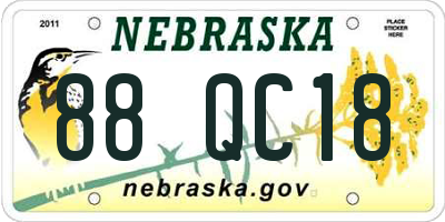 NE license plate 88QC18