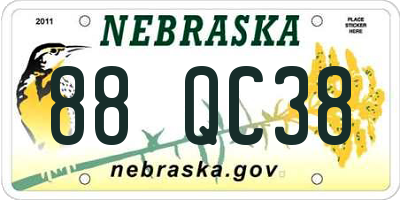 NE license plate 88QC38