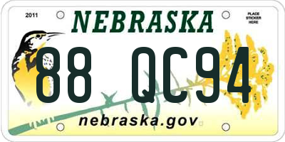 NE license plate 88QC94