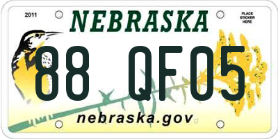 NE license plate 88QF05