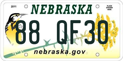 NE license plate 88QF30