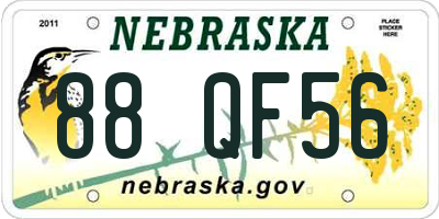 NE license plate 88QF56