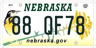 NE license plate 88QF78
