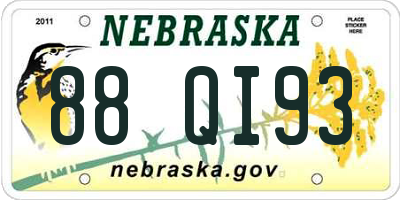 NE license plate 88QI93