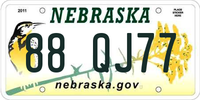 NE license plate 88QJ77