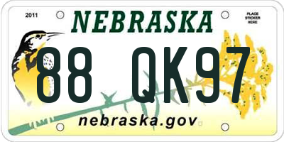 NE license plate 88QK97