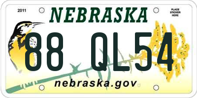 NE license plate 88QL54