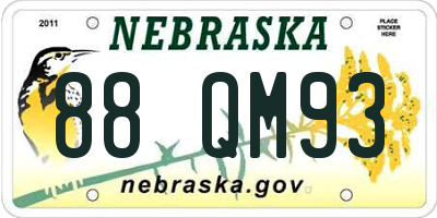 NE license plate 88QM93