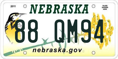 NE license plate 88QM94