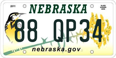 NE license plate 88QP34