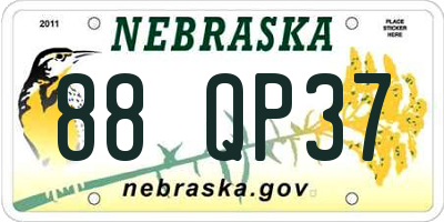 NE license plate 88QP37