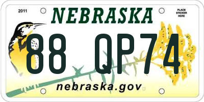 NE license plate 88QP74