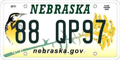 NE license plate 88QP97