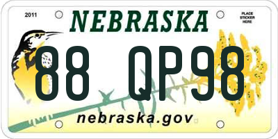 NE license plate 88QP98