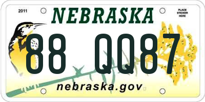 NE license plate 88QQ87