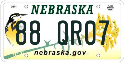 NE license plate 88QR07